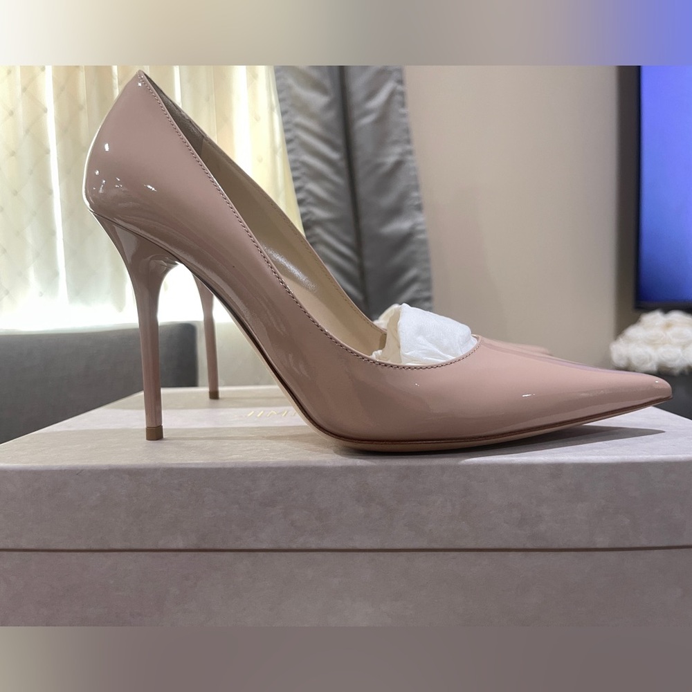 Jimmy Choo Patent Leather pumps Abel Opat 38 1/2 powder pink brand new